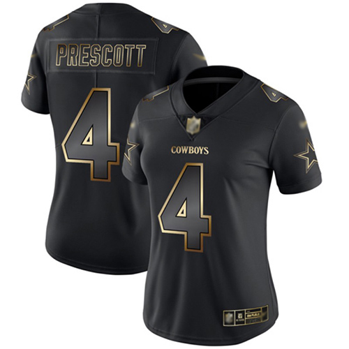 Cowboys #4 Dak Prescott Black/Gold Women's Stitched Vapor Untouchable Limited Jersey cheap jerseys for sale - CheapJerseys.Shop