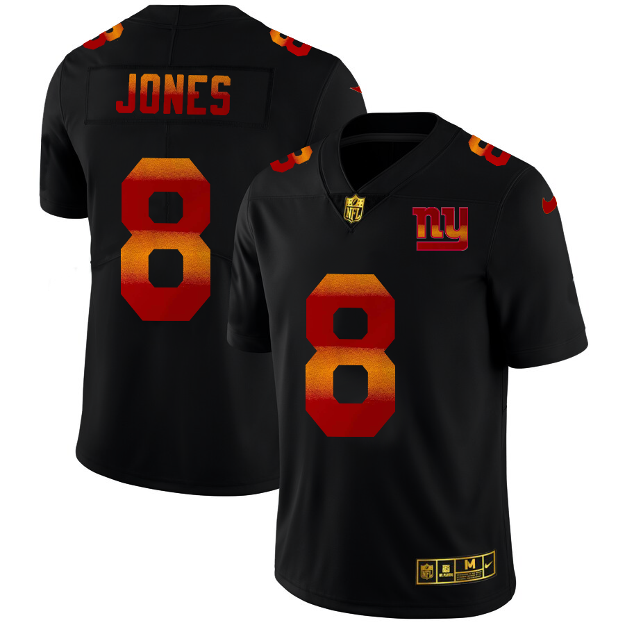 New York Giants #8 Daniel Jones Men's Black Red Orange Stripe Vapor Limited Jersey cheap jerseys for sale - CheapJerseys.Shop