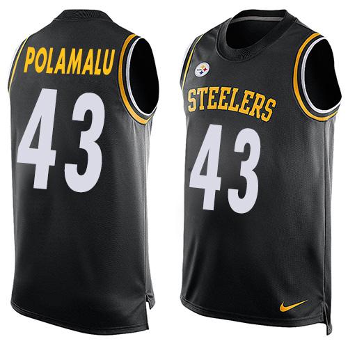 Steelers #43 Troy Polamalu Black Team Color Men's Stitched Limited Tank Top Jersey cheap jerseys for sale - CheapJerseys.Shop