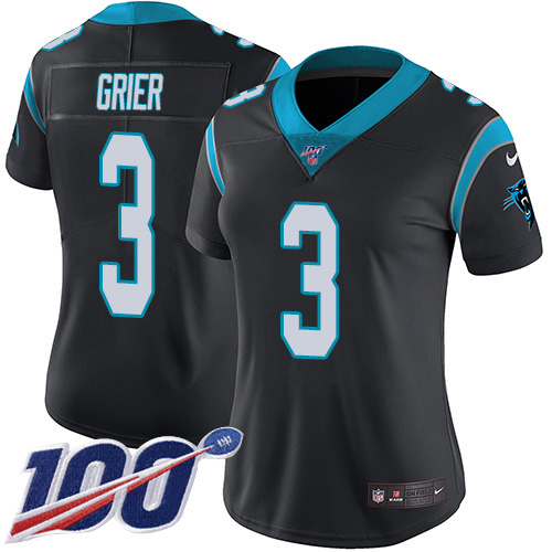 Carolina Panthers #3 Will Grier Black Team Color Women's Stitched 100th Season Vapor Untouchable Limited Jersey Womens cheap jerseys for sale - CheapJerseys.Shop