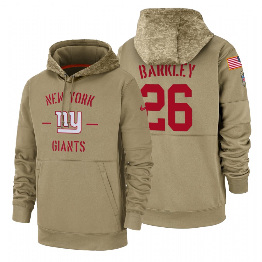 New York Giants #26 Saquon Barkley Tan 2019 Salute To Service Name & Number Sideline Therma Pullover Hoodie cheap jerseys for sale - CheapJerseys.Shop