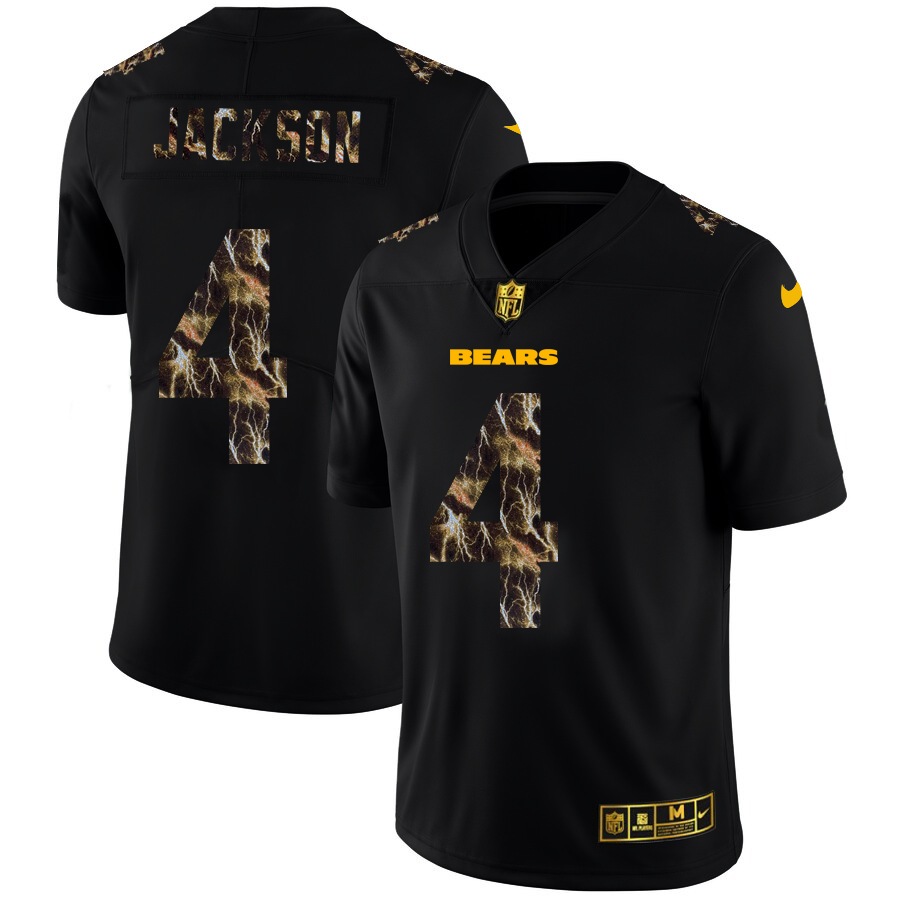 Chicago Bears #4 Eddie Jackson Men's Black Flocked Lightning Vapor Limited Jersey cheap jerseys for sale - CheapJerseys.Shop
