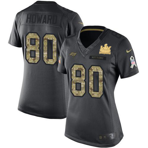 Tampa Bay Buccaneers #80 O. J. Howard Black Women's Super Bowl LV Champions Patch Stitched Limited 2016 Salute to Service Jersey Womens cheap jerseys for sale - CheapJerseys.Shop