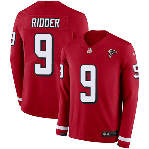 Falcons #9 Desmond Ridder Red Team Color Men's Stitched Limited Therma Long Sleeve Jersey cheap jerseys for sale - CheapJerseys.Shop