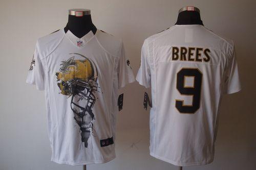 Saints #9 Drew Brees White Men's Stitched Helmet Tri-Blend Limited Jersey cheap jerseys for sale - CheapJerseys.Shop