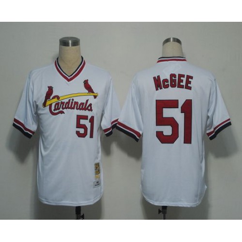 Mitchell And Ness St.Louis Cardinals #51 Willie McGee White Throwback Stitched Jersey Men's cheap jerseys for sale - CheapJerseys.Shop
