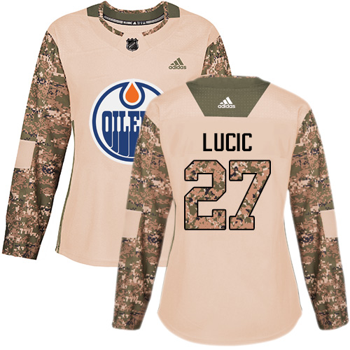 Edmonton Oilers #27 Milan Lucic Camo Authentic 2017 Veterans Day Women's Stitched Jersey Womens cheap jerseys for sale - CheapJerseys.Shop