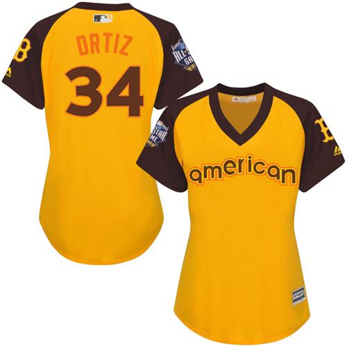 Boston Red Sox #34 David Ortiz Gold 2016 All-Star American League Women's Stitched Jersey Womens cheap jerseys for sale - CheapJerseys.Shop