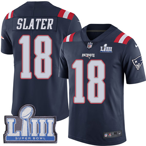 Patriots #18 Matt Slater Navy Blue Super Bowl LIII Bound Men's Stitched Limited Rush Jersey cheap jerseys for sale - CheapJerseys.Shop