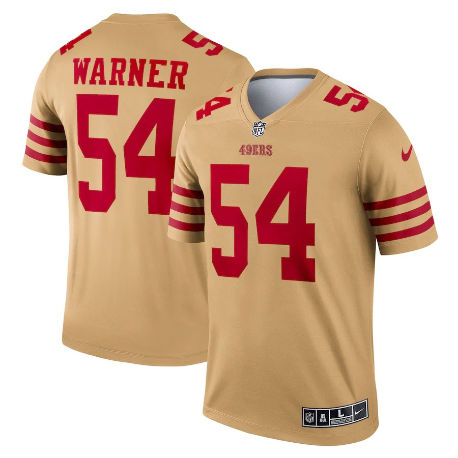 San Francisco 49ers 54 Fred Warner Men's Gold Inverted Legend Jersey cheap jerseys for sale - CheapJerseys.Shop