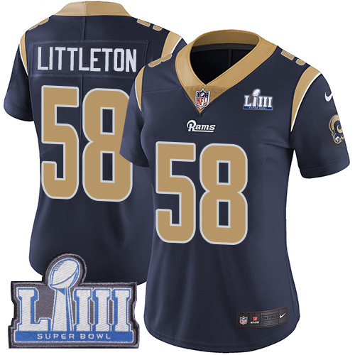 Los Angeles Rams #58 Cory Littleton Navy Blue Team Color Super Bowl LIII Bound Women's Stitched Vapor Untouchable Limited Jersey Womens cheap jerseys for sale - CheapJerseys.Shop