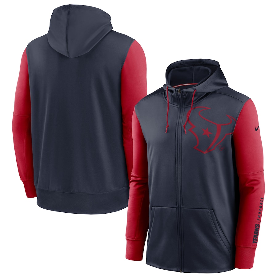 Houston Texans Navy Red Fan Gear Mascot Performance Full-Zip Hoodie cheap jerseys for sale - CheapJerseys.Shop