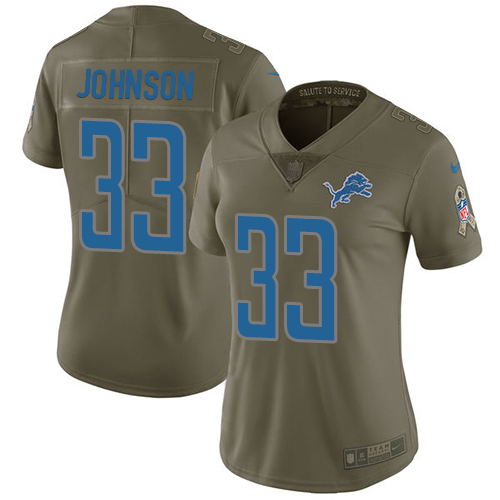 Detroit Lions #33 Kerryon Johnson Olive Women's Stitched Limited 2017 Salute to Service Jersey Womens cheap jerseys for sale - CheapJerseys.Shop