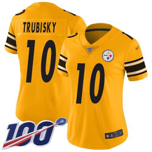 Steelers #10 Mitchell Trubisky Gold Women's Stitched Limited Inverted Legend 100th Season Jersey cheap jerseys for sale - CheapJerseys.Shop
