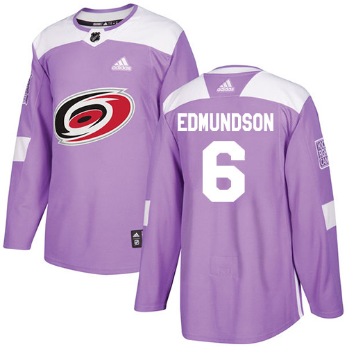 Carolina Hurricanes #6 Joel Edmundson Purple Authentic Fights Cancer Stitched Jersey Men's cheap jerseys for sale - CheapJerseys.Shop