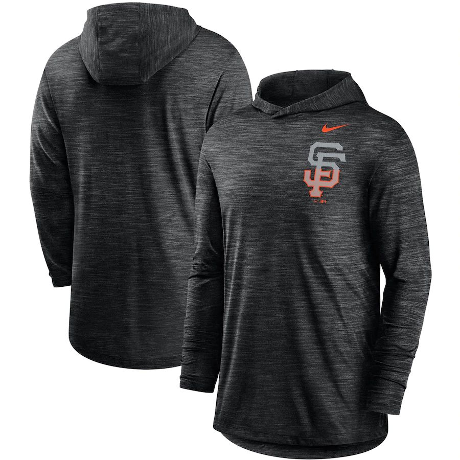 San Francisco Giants Split Logo Performance Long Sleeve Hoodie Top Black cheap jerseys for sale - CheapJerseys.Shop