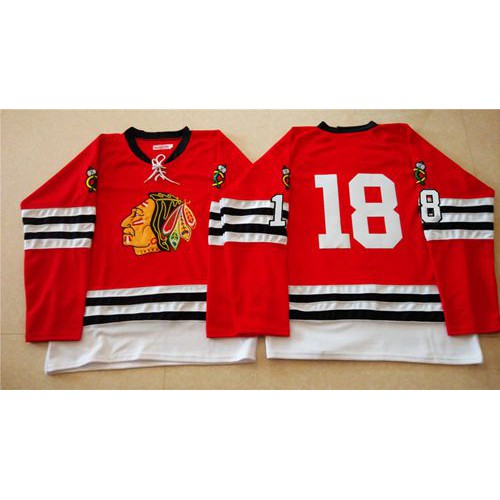 Mitchell And Ness 1960-61 Chicago Blackhawks #18 Denis Savard Red Stitched Jersey Men's cheap jerseys for sale - CheapJerseys.Shop