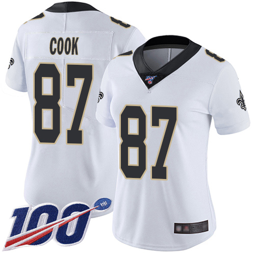 New Orleans Saints #87 Jared Cook White Women's Stitched 100th Season Vapor Limited Jersey Womens cheap jerseys for sale - CheapJerseys.Shop