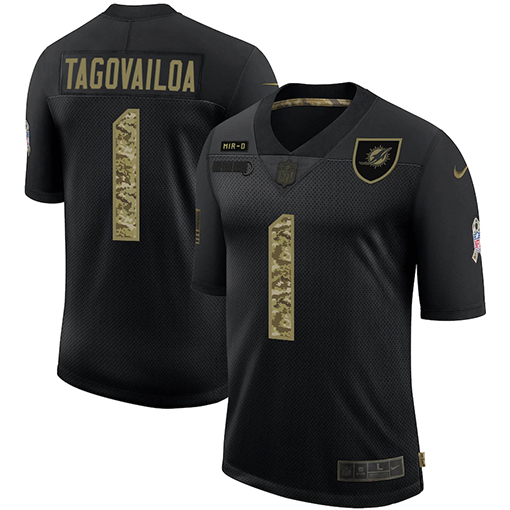 Miami Dolphins #1 Tua Tagovailoa Men's 2020 Salute To Service Camo Limited Jersey Black cheap jerseys for sale - CheapJerseys.Shop
