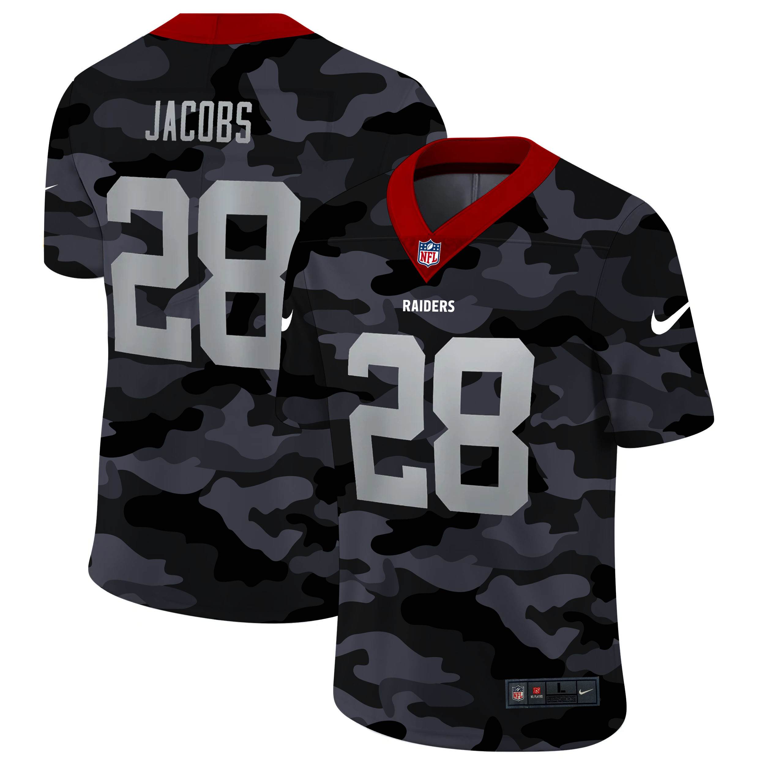 Las Vegas Raiders #28 Josh Jacobs Men's 2020 Black CAMO Vapor Untouchable Limited Stitched Jersey cheap jerseys for sale - CheapJerseys.Shop