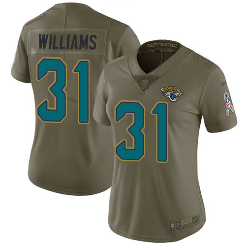 Jaguars #31 Darious Williams Olive Women's Stitched Limited 2017 Salute To Service Jersey cheap jerseys for sale - CheapJerseys.Shop