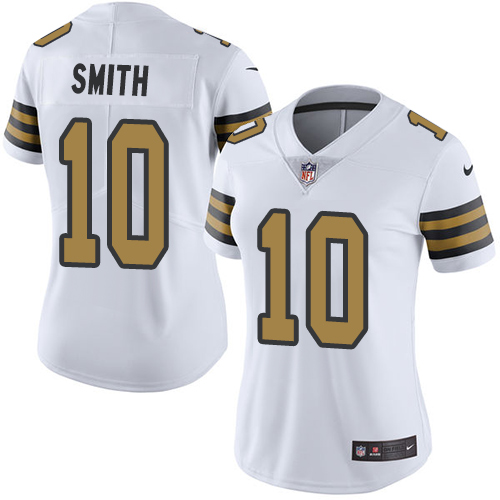 New Orleans Saints #10 Tre'Quan Smith White Women's Stitched Limited Rush Jersey Womens cheap jerseys for sale - CheapJerseys.Shop