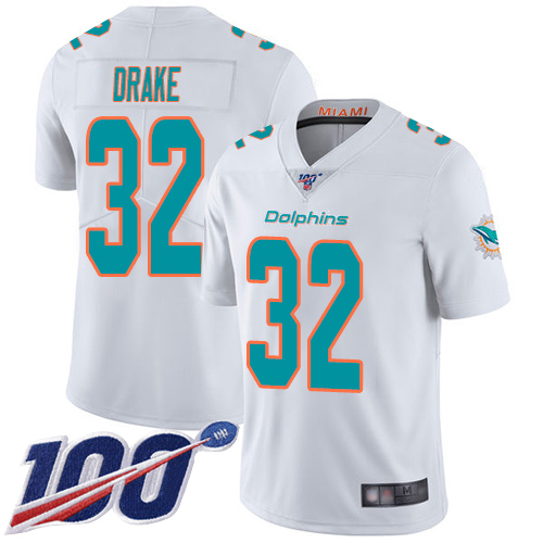 Miami Dolphins #32 Kenyan Drake White Men's Stitched 100th Season Vapor Limited Jersey Men's cheap jerseys for sale - CheapJerseys.Shop