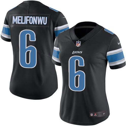 Lions #6 Ifeatu Melifonwu Black Women's Stitched Limited Rush Jersey cheap jerseys for sale - CheapJerseys.Shop