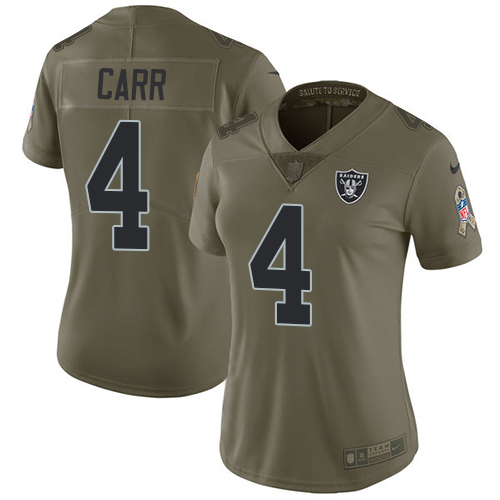 Raiders #4 Derek Carr Olive Women's Stitched Limited 2017 Salute To Service Jersey cheap jerseys for sale - CheapJerseys.Shop
