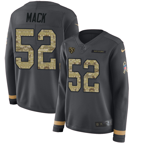 Chicago Bears #52 Khalil Mack Anthracite Salute to Service Women's Stitched Limited Therma Long Sleeve Jersey Womens cheap jerseys for sale - CheapJerseys.Shop