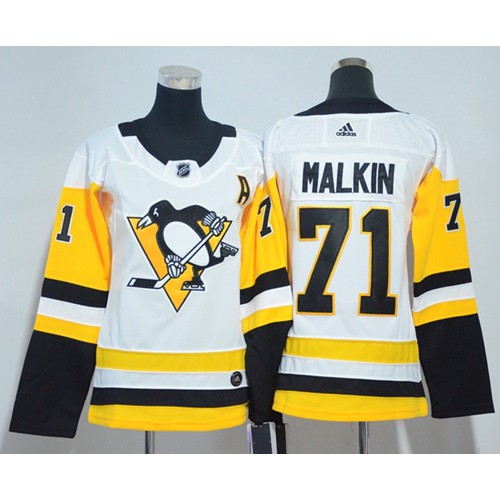 Pittsburgh Penguins #71 Evgeni Malkin White Road Authentic Women's Stitched Jersey Womens cheap jerseys for sale - CheapJerseys.Shop