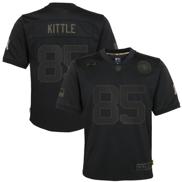 San Francisco 49ers #85 George Kittle Youth 2020 Salute To Service Game Jersey Black cheap jerseys for sale - CheapJerseys.Shop