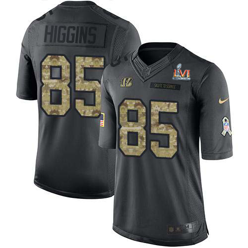 Bengals #85 Tee Higgins Black Team Color Super Bowl LVI Patch Youth Stitched Limited Therma Long Sleeve Jersey cheap jerseys for sale - CheapJerseys.Shop