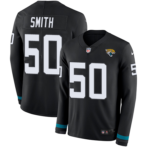 Jacksonville Jaguars #50 Telvin Smith Black Team Color Men's Stitched Limited Therma Long Sleeve Jersey Men's cheap jerseys for sale - CheapJerseys.Shop