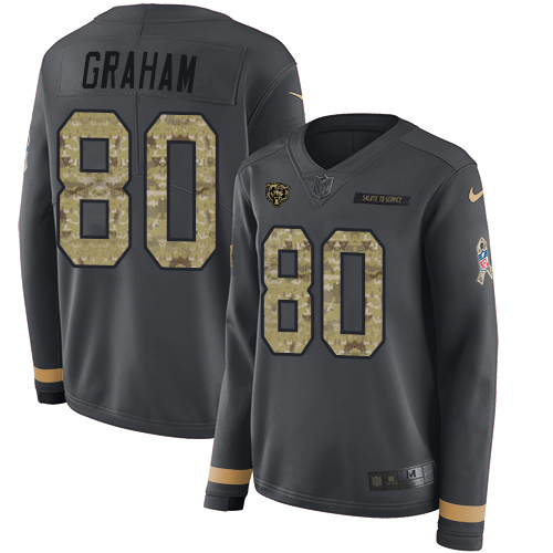Chicago Bears #80 Jimmy Graham Anthracite Salute to Service Women's Stitched Limited Therma Long Sleeve Jersey Womens cheap jerseys for sale - CheapJerseys.Shop