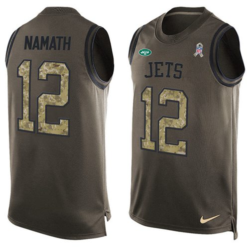 Jets #12 Joe Namath Green Men's Stitched Limited Salute To Service Tank Top Jersey cheap jerseys for sale - CheapJerseys.Shop