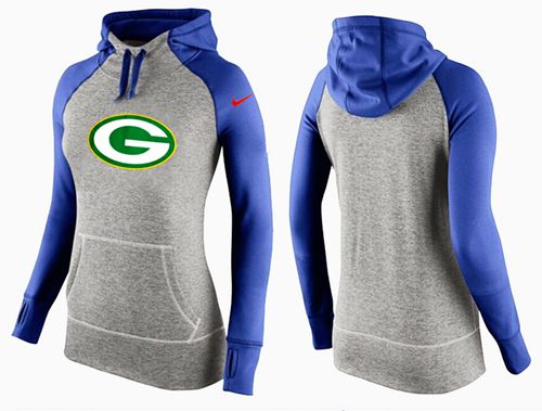Women's Green Bay Packers Performance Hoodie Grey & Blue cheap jerseys for sale - CheapJerseys.Shop