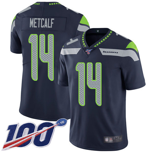 Seahawks #14 D.K. Metcalf Steel Blue Team Color Men's Stitched 100th Season Vapor Limited Jersey cheap jerseys for sale - CheapJerseys.Shop