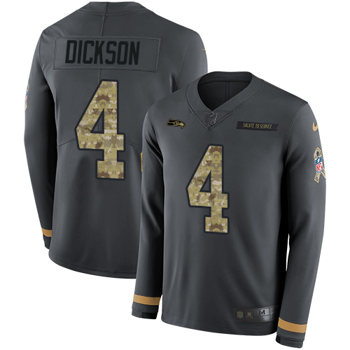 Seattle Seahawks #4 Michael Dickson Anthracite Salute to Service Men's Stitched Limited Therma Long Sleeve Jersey Men's cheap jerseys for sale - CheapJerseys.Shop