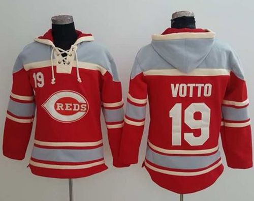 Reds #19 Joey Votto Red Sawyer Hooded Sweatshirt Hoodie cheap jerseys for sale - CheapJerseys.Shop