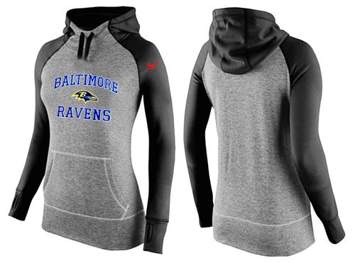 Women's Baltimore Ravens Performance Hoodie Grey & Black_1 cheap jerseys for sale - CheapJerseys.Shop