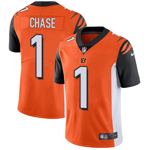 Bengals #1 Ja'Marr Chase Orange Alternate Men's Stitched Vapor Untouchable Limited Jersey cheap jerseys for sale - CheapJerseys.Shop