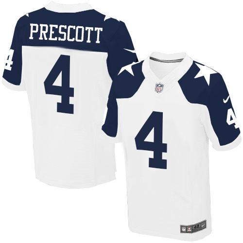 Cowboys #4 Dak Prescott White Thanksgiving Throwback Men's Stitched Elite Jersey cheap jerseys for sale - CheapJerseys.Shop