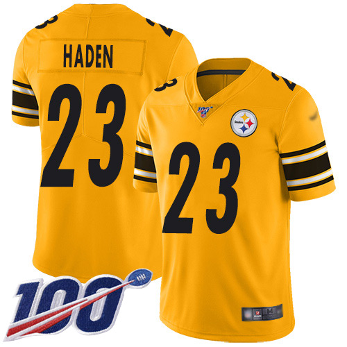 Pittsburgh Steelers #23 Joe Haden Gold Men's Stitched Limited Inverted Legend 100th Season Jersey Men's cheap jerseys for sale - CheapJerseys.Shop