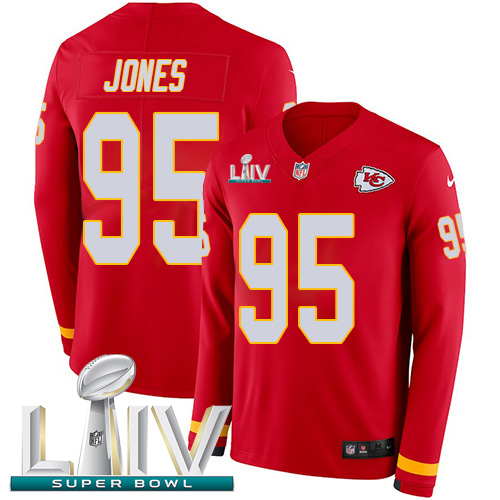 Chiefs #95 Chris Jones Red Super Bowl LIV 2020 Team Color Men's Stitched Limited Therma Long Sleeve Jersey cheap jerseys for sale - CheapJerseys.Shop