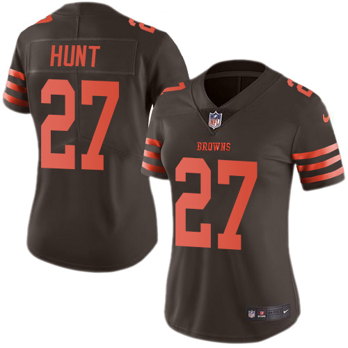 Cleveland Browns #27 Kareem Hunt Brown Women's Stitched Limited Rush Jersey Womens cheap jerseys for sale - CheapJerseys.Shop