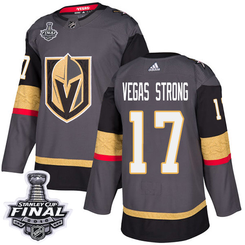 Golden Vegas Golden Knights #17 Vegas Strong Grey Home Authentic 2018 Stanley Cup Final Stitched Jersey Men's cheap jerseys for sale - CheapJerseys.Shop