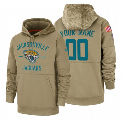Jacksonville Jaguars Custom Tan 2019 Salute To Service Name & Number Sideline Therma Pullover Hoodie cheap jerseys for sale - CheapJerseys.Shop