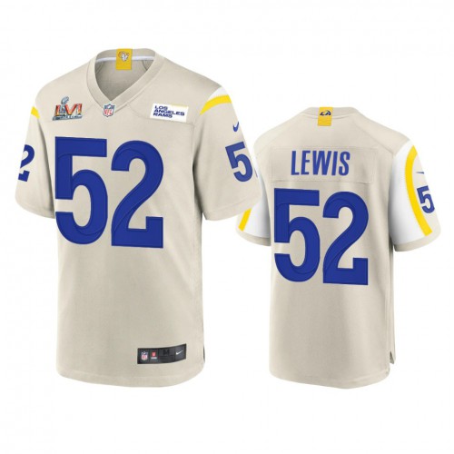 Los Angeles Los Angeles Rams #52 Terrell Lewis Men's Super Bowl LVI Patch Game Jersey - Bone Men's cheap jerseys for sale - CheapJerseys.Shop