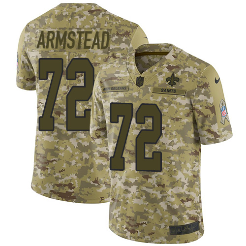 New Orleans Saints #72 Terron Armstead Camo Youth Stitched Limited 2018 Salute to Service Jersey Youth cheap jerseys for sale - CheapJerseys.Shop